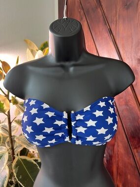 Star Print Bandeau Bikini Top